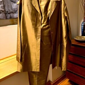Gold Silk Shantung Pants Suit